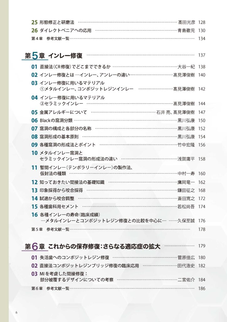 臨床の玉手箱　保存修復編　もくじ