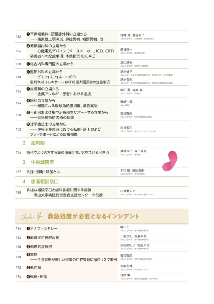 知っておきたい歯科における医療安全対策　大学病院での医科・歯科双方の視点から